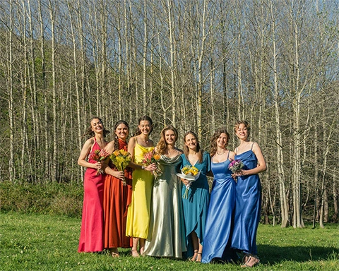 A group of women posing for a photo at the house dance predrinks photoshoot